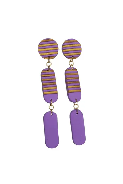 Trio Morado Líneas Doradas