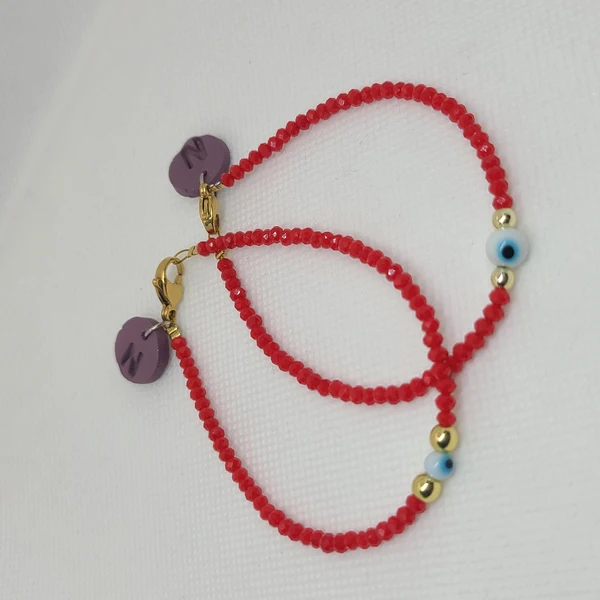 Ojo Turco Blanco Mini con Cristal Rojo Murano Rojo